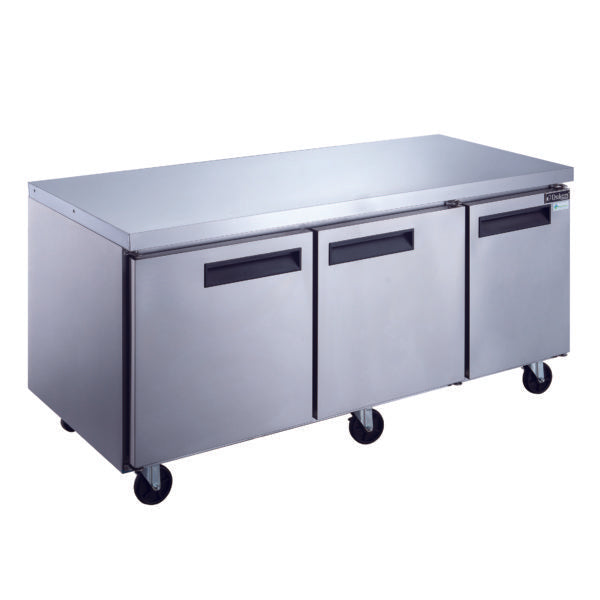 DUC72F 3-Door Undercounter Commercial Freezer in Stainless Steel